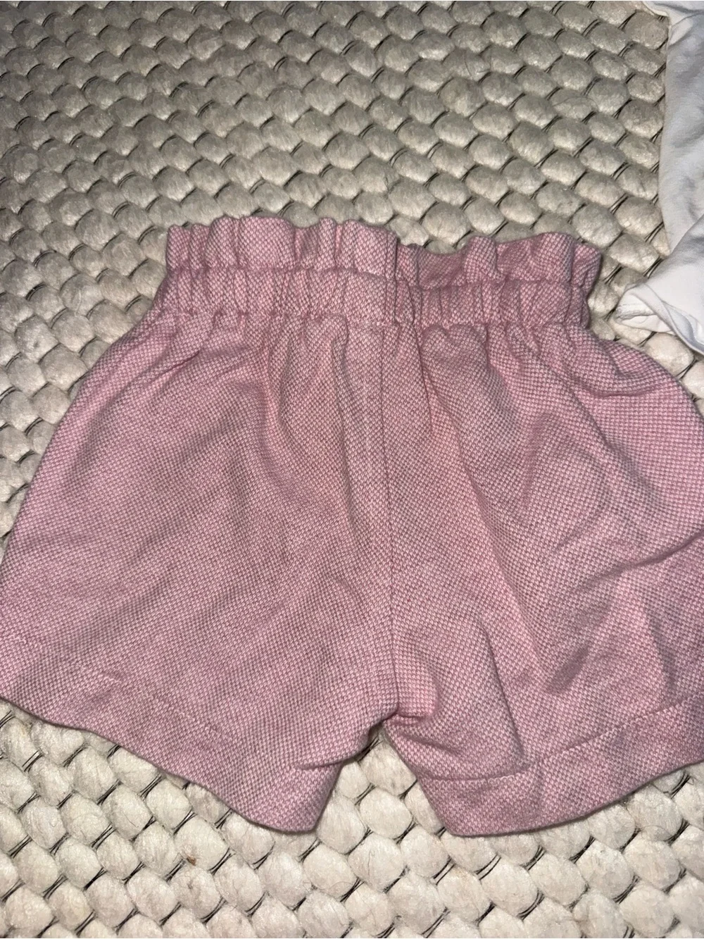 Aletta- Girls White Ruffle Neck Top and Pink Elastic Waist Shorts Set